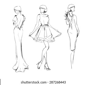 Set Vector Fashion Stylish Original Handdrawn Stock Vector (Royalty ...