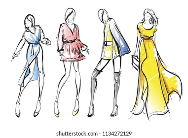 Similar Images, Stock Photos & Vectors of Fashion models show new ...