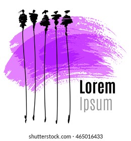 Sketch fashion illustration, logo design vector template, calligraphy. Elegant woman silhouette. Logotype concept icon. Brush stroke.