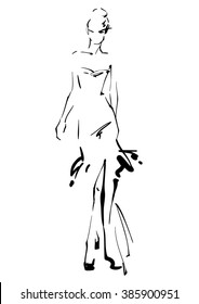 Sketch of fashion model in a dress