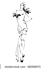 Sketch of fashion model in a dress