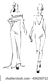 Sketch of fashion models