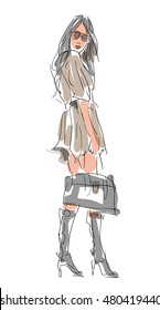 Sketch Fashion - woman with bag