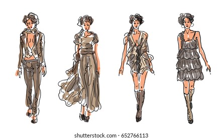 Sketch Fashion Women Models 