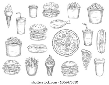 Sketch fast food meals