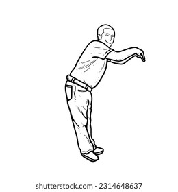 Sketch Father with funny pose isolated on white background vector modern illustrations