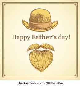 Sketch Father's day card in vintage style, vector