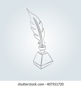 Sketch feather and ink with background