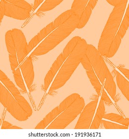 Sketch feather, vector vintage seamless pattern eps 10