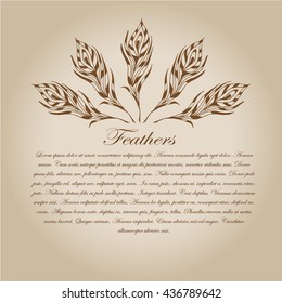 The sketch of feathers. Hand drawn vector  for design 