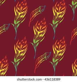 The sketch of feathers  pattern. Hand drawn vector  for design set.