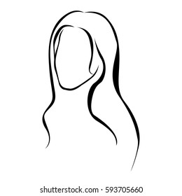 sketch female faceless silhouette with long hairstyle vector illustration
