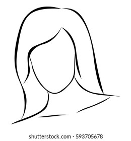 sketch female front view faceless silhouette icon vector illustration