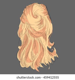 A sketch of a female hairstyle. A freehand vector illustration.