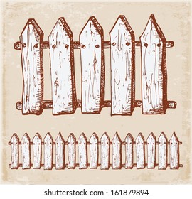 Sketch of fence. Hand-drawn with ink. Vector illustration. 