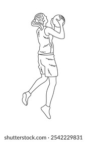 Sketch of the figure of a girl volleyball player, basketball player, high jump, catch the ball