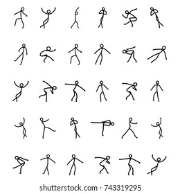Sketch of figure skating, solo performance, arbitrary, mandatory program. Sportsman silhouette illustration set. Vector hand drawn sportsman isolated on white backdrop.