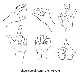 Sketch Finger Gestures with Manual Hand Drawing - Vector illustrations