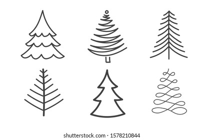 Sketch fir tree. Christmas trees scribble pen drawn holiday decoration. Sketch fir tree. 