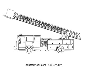 sketch of fire engine vector