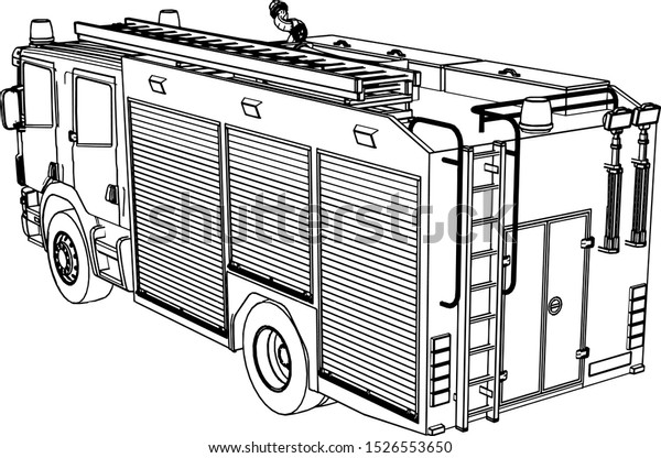 sketch of a\
fire engine vector on a white\
background