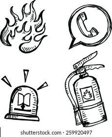 Sketch Of Fire Extinguisher, Vector Illustration