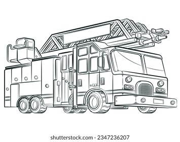 Sketch Fire Fighter Engine Truck Vehicle