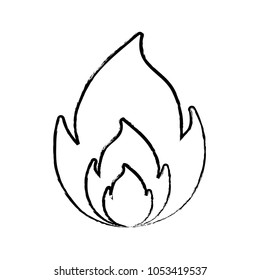 sketch of fire flame icon over white background, vector illustration
