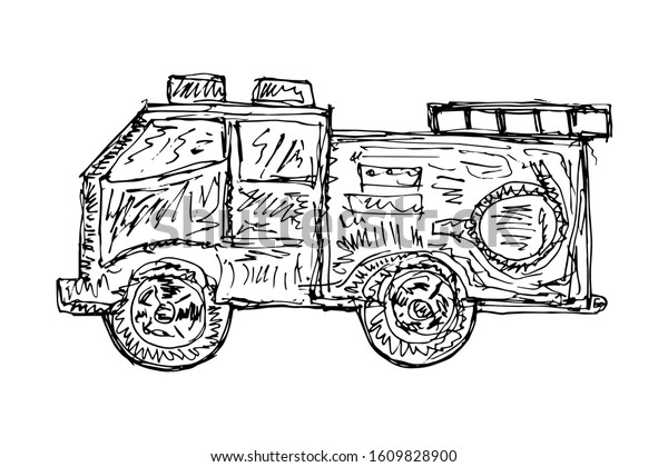 the sketch of fire\
truck