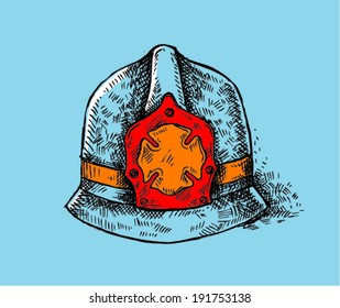 sketch of fireman helmet 