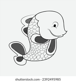 boceto de pescado para libro de coloreado 