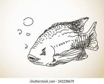 Esbozo de peces, ilustración del vector dibujado a mano
