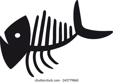Sketch of fish skeleton black