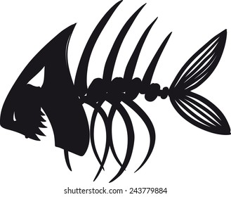 Sketch of fish skeleton black