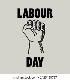 Sketch of fist for New Zealand Labour day28 Oct on Grey Background. Usable as poster design. Vector Illustration. 