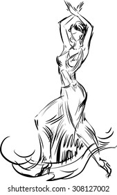 sketch of flamenco dancer