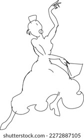 Sketch of Flamenco dancer in dress with fan
