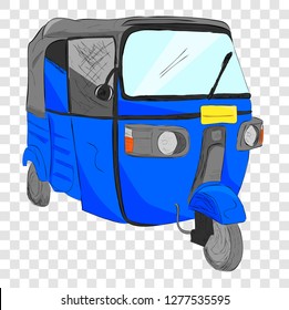 sketch flat color of blue bajaj, one of local economic public transportation in india and indonesia at transparent effect background
