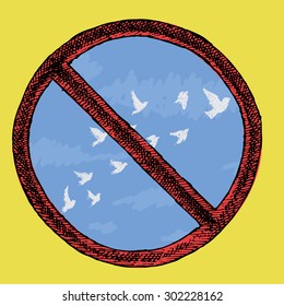 Sketch a flock of birds in ban. Vector illustration
