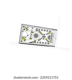 sketch of the floor plan of the landscape for a city park