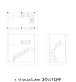 sketch of the floor plan and section of the stairs