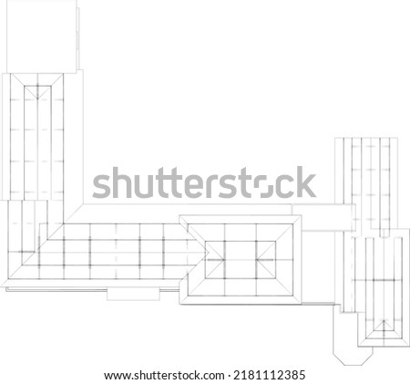 sketch of the floor plan or top view of the roof truss plan using wood