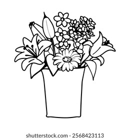 Sketch Floral Botany Collection. Magnolia flower drawings. Black and white with line art on white backgrounds. Hand Drawn Botanical Illustrations.