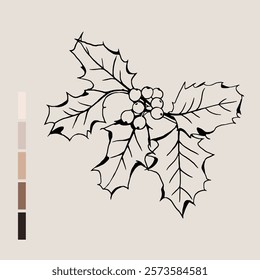 Sketch Floral Botany set. Nature drawings. Black line art on color backgrounds. Hand Drawn Botanical Illustrations. Vector.