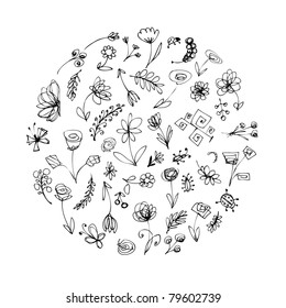 Sketch of floral elements for your design