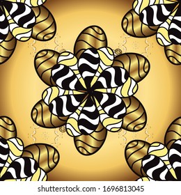 Sketch floral pattern. Graphic modern sketch pattern on black, white and yellow colors. Sketch vector background. Wallpaper baroque, damask.