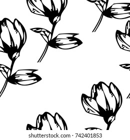 Sketch flower hand drawn  pattern seamless 