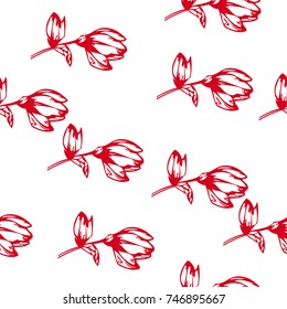 Sketch flower hand drawn  pattern seamless 