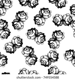 Sketch flower hand drawn  pattern seamless 