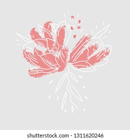 Sketch flower pattern. Light grey background